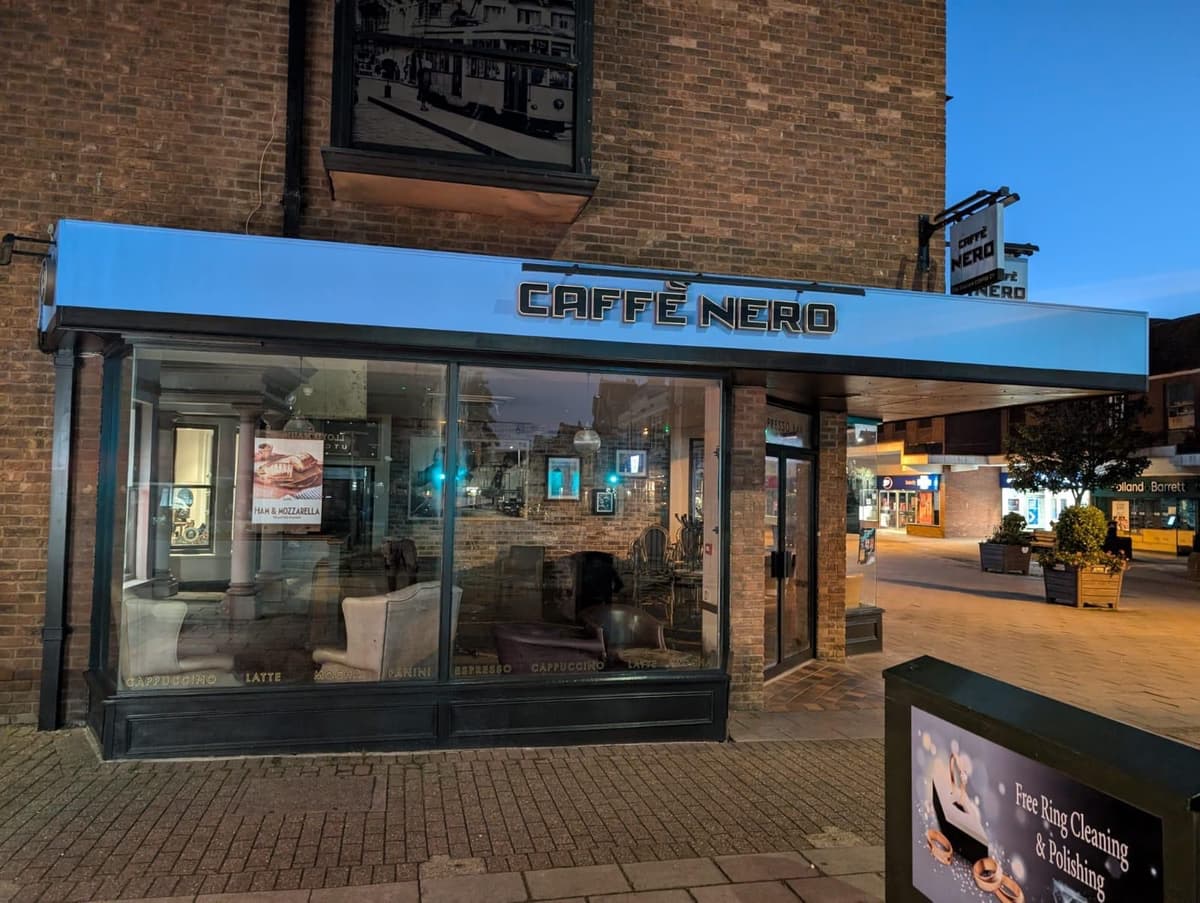 Caffe Nero shopfront commercial painting project