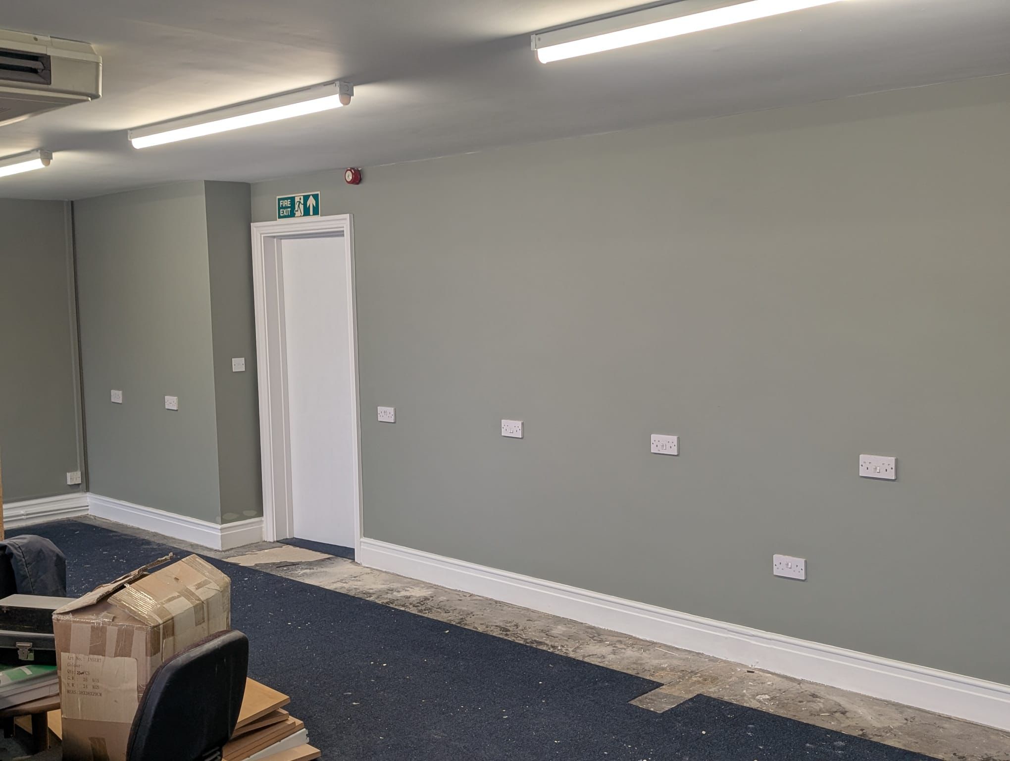 Large commercial office space freshly painted with professional finish